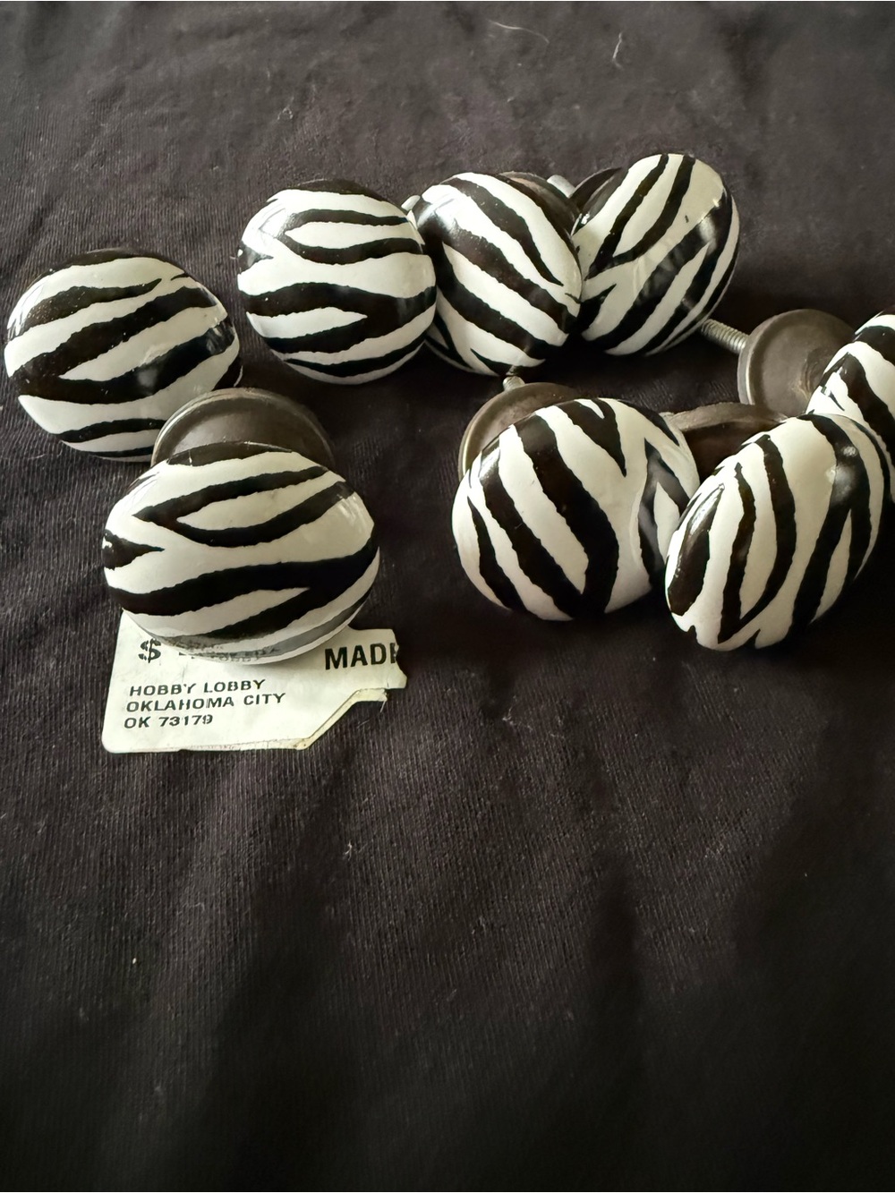 Hobby Lobby Black & White Zebra Stripe Round Knob